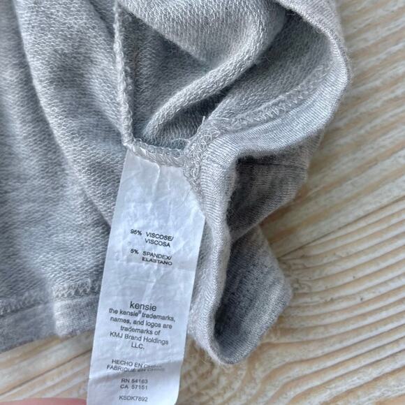 Kensie V-Neck Terry Knit Tunic Top With Waterfall Detail | Heather Grey Small‎ - Picture 5 of 8